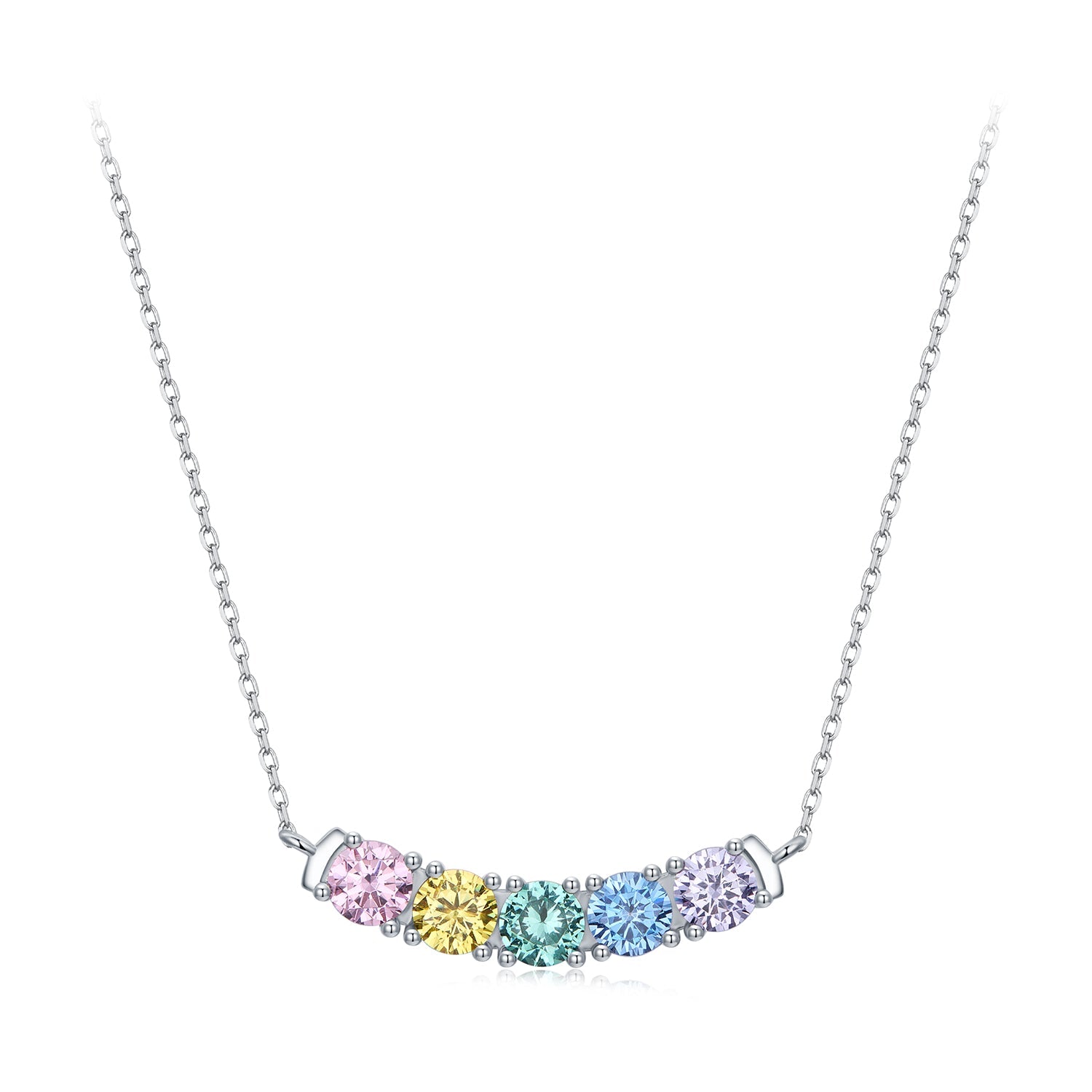 925 Sterling Silver White Gold Plated 40+5cm Necklace with Pavé Setting CZ for Women