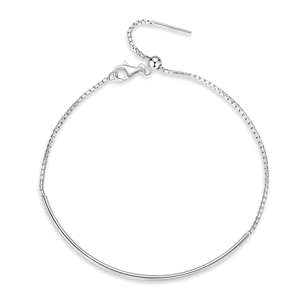 925 Sterling Silver Adjustable Platinum-Plated Bracelet for Women