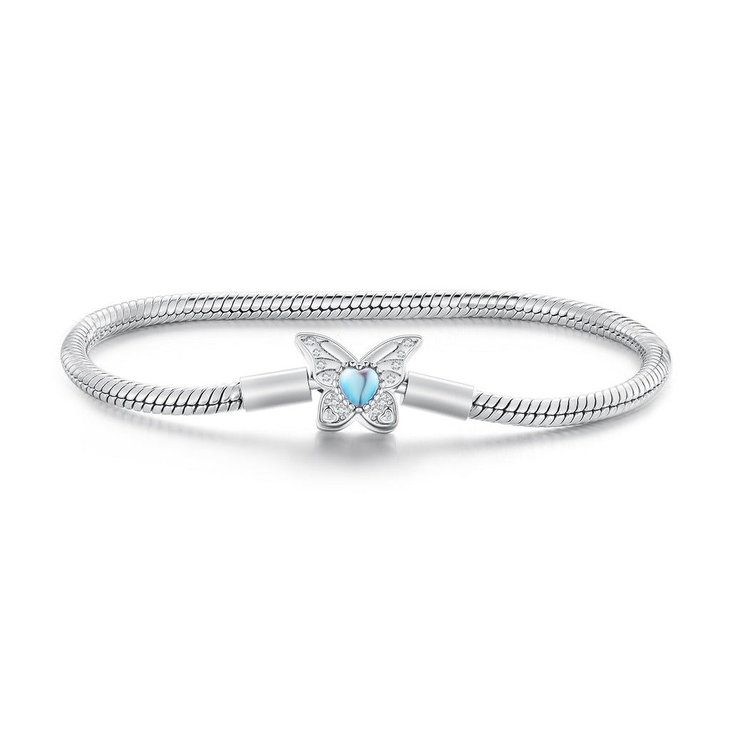 925 Sterling Silver Moonstone Bracelet 17.0 cm Pavé Setting for Women