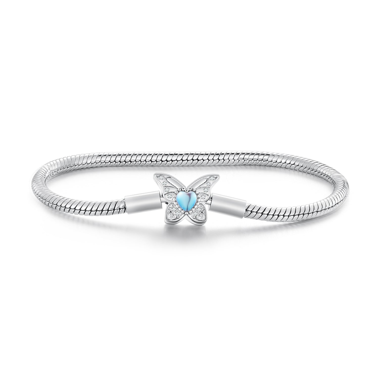 925 Sterling Silver Moonstone Bracelet 17.0 cm Pavé Setting for Women