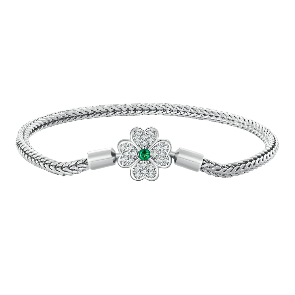 925 Sterling Silver Plated Platinum Bracelet with 3mm Rope for Women