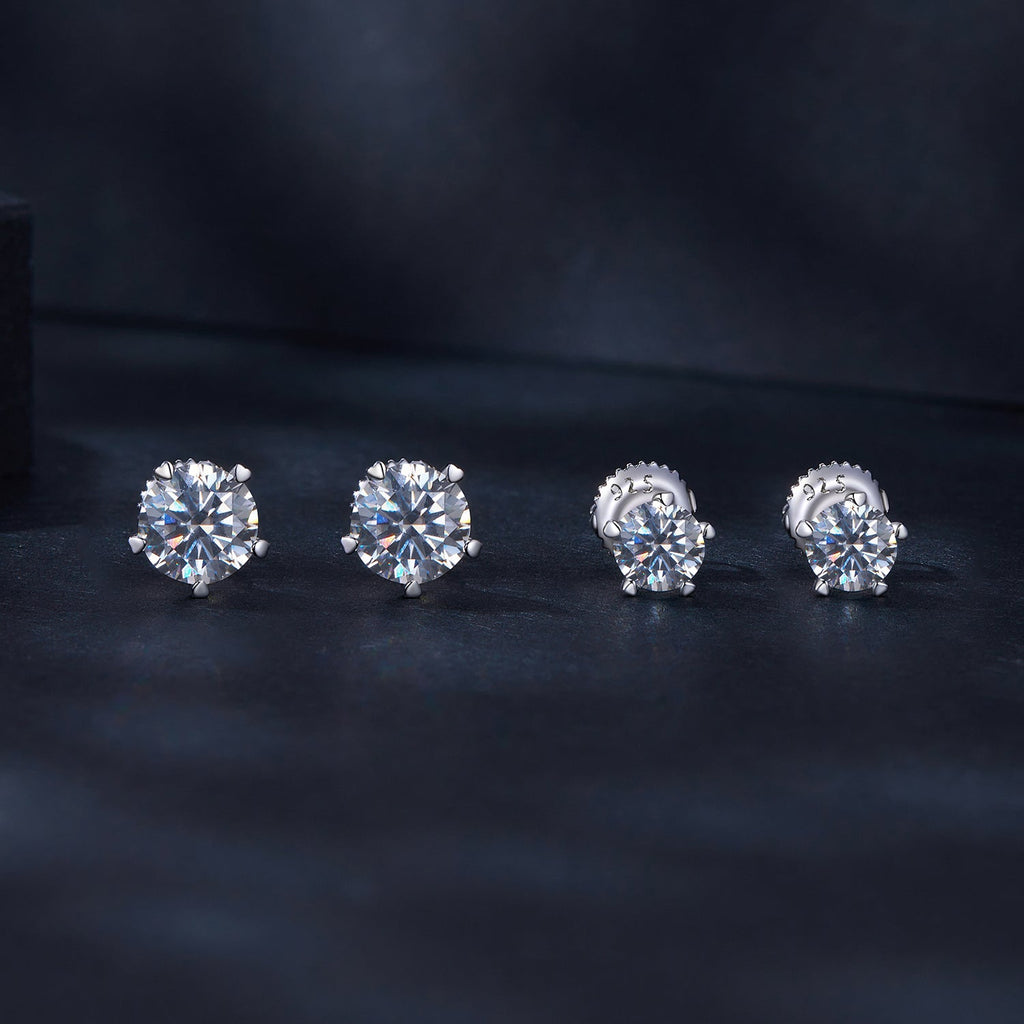 925 Sterling Silver Moissanite 0.50 Carat Earrings 6.0mm for Women
