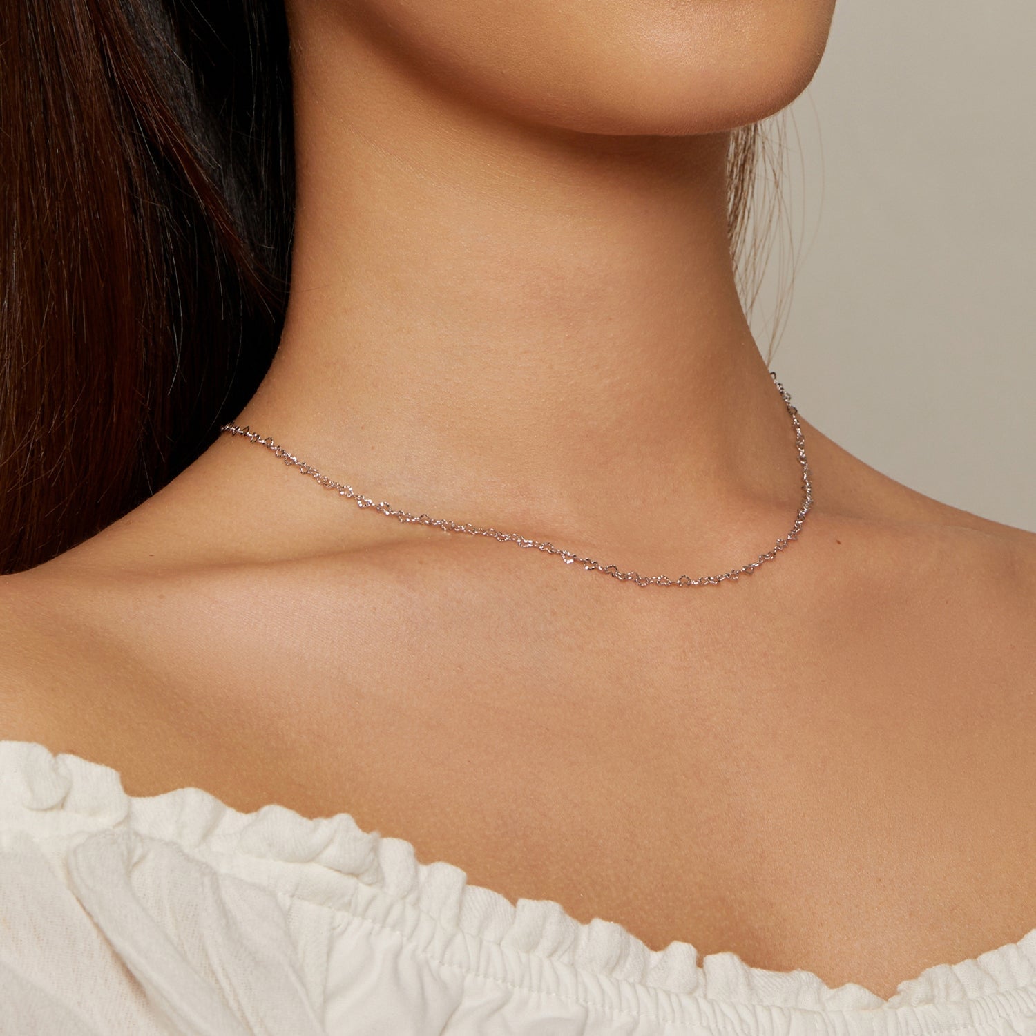 925 Sterling Silver Necklace with Platinum Plating, 395+55mm Length, 3.0mm Width for Women