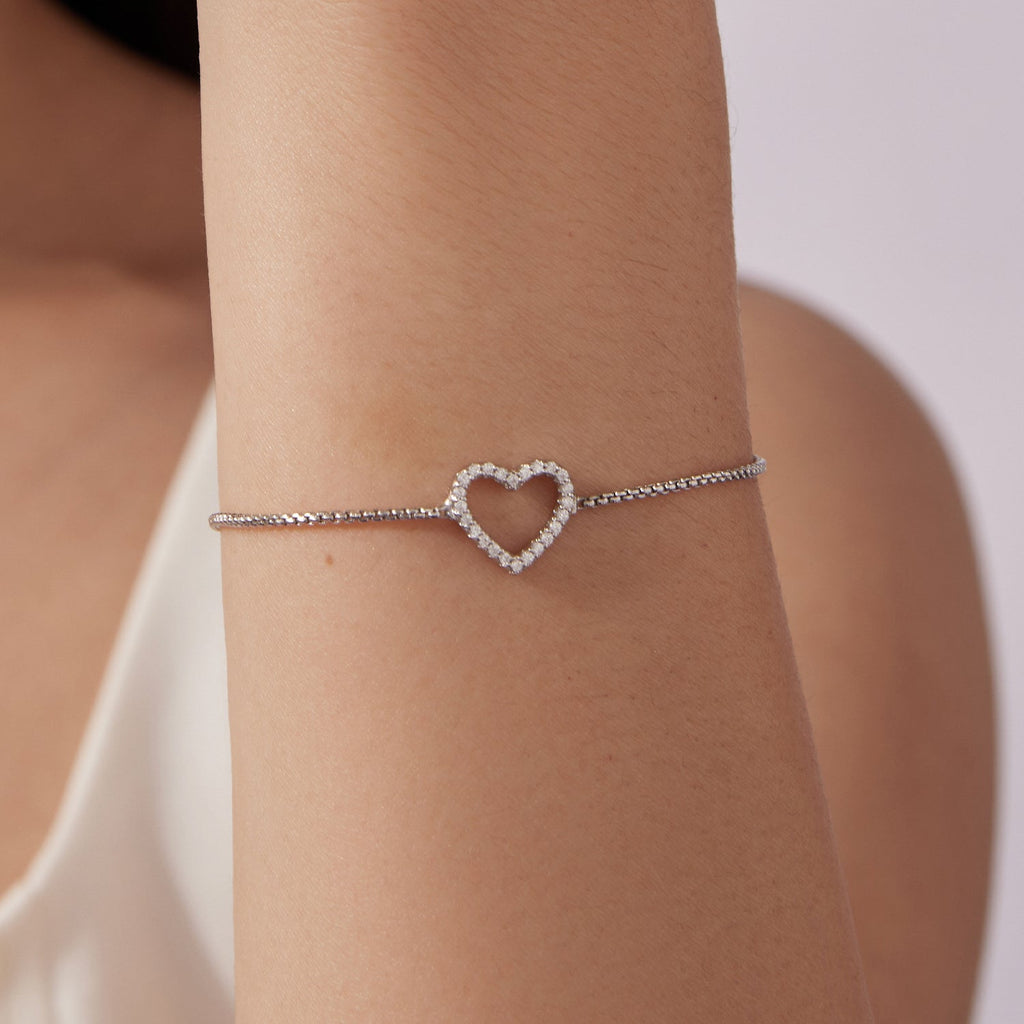 925 Sterling Silver Plated White Gold Moissanite Bracelet for Women