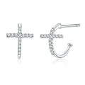 S925 Sterling Silver Earrings with Pavé Set CZ in Platinum Finish