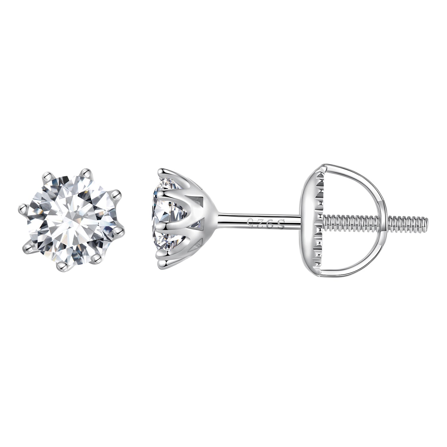 S925 Silver 0.5 Carat Moissanite Earrings 6.0mm for Women