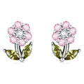 925 Sterling Silver Earrings with Pavé Setting CZ in White Gold