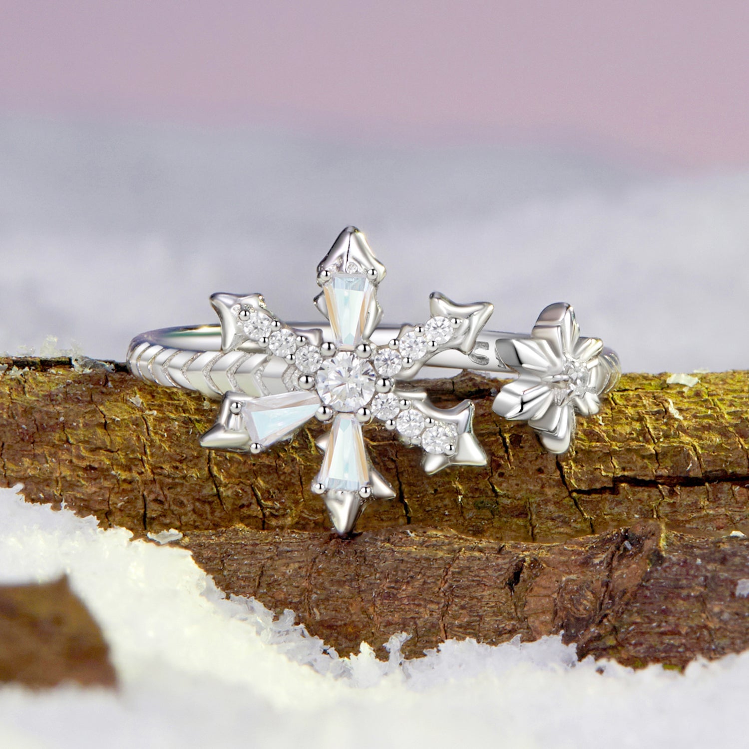 925 Sterling Silver Ring with White Gold Plating and CZ for Women