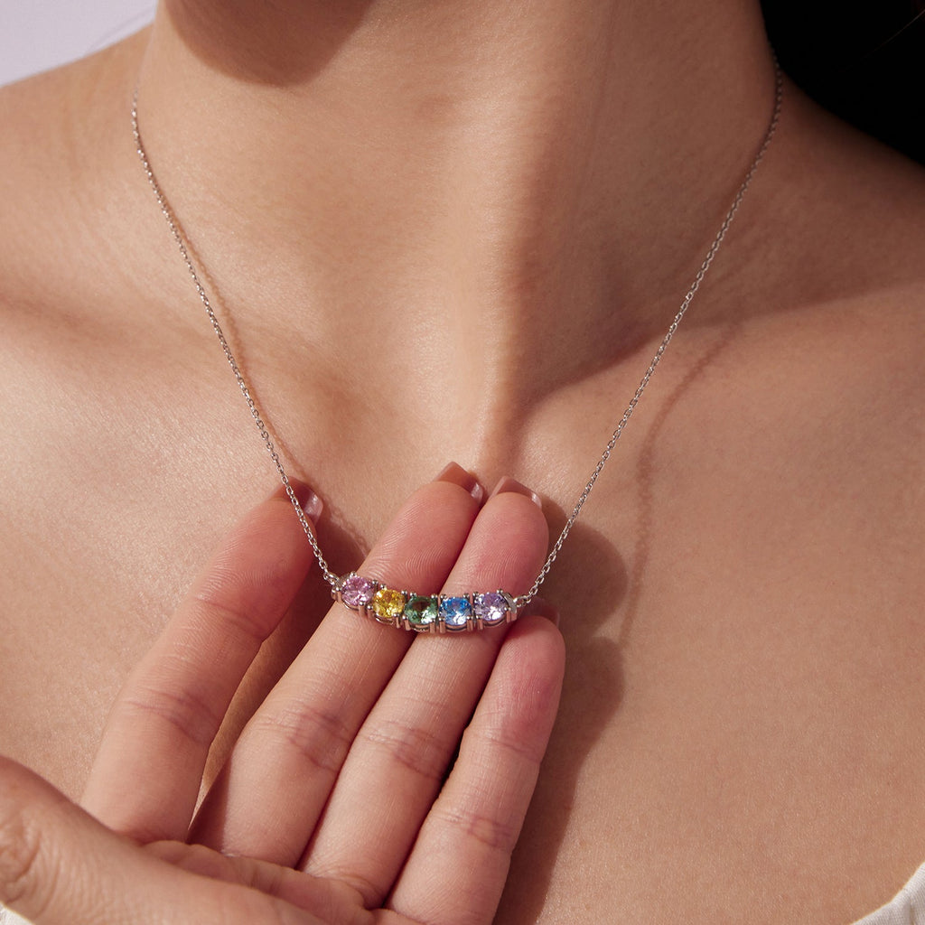 925 Sterling Silver White Gold Plated 40+5cm Necklace with Pavé Setting CZ for Women