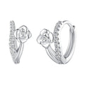 925 Sterling Silver Platinum Plated Pavé CZ Earrings