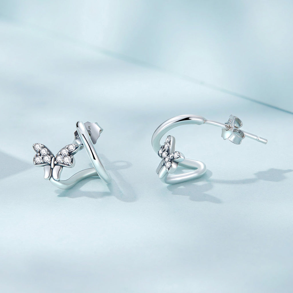925 Sterling Silver Earrings with Pavé Setting CZ