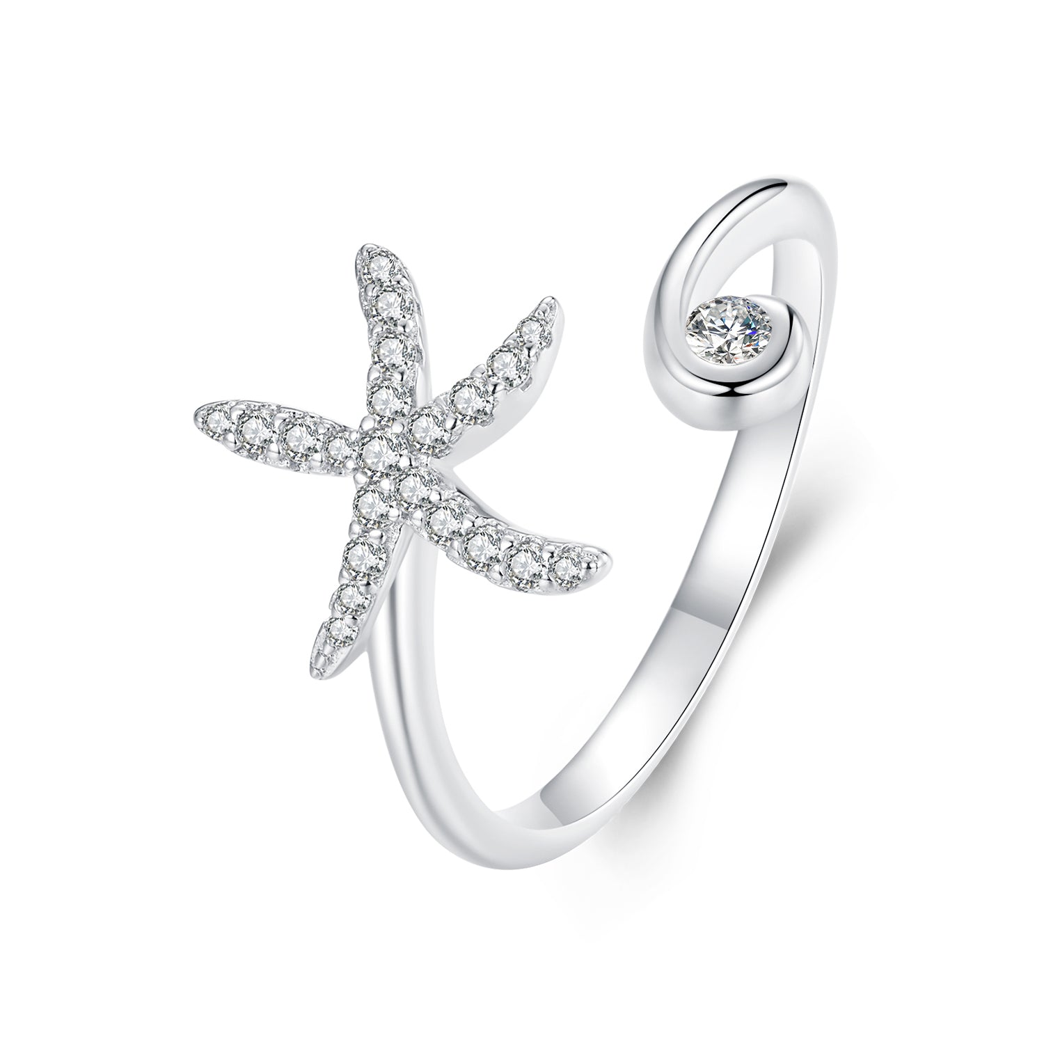 925 Sterling Silver Pavé Setting White Gold Ring for Women