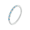 925 Sterling Silver White Gold Plated Turquoise Ring Size 6.0 for Women