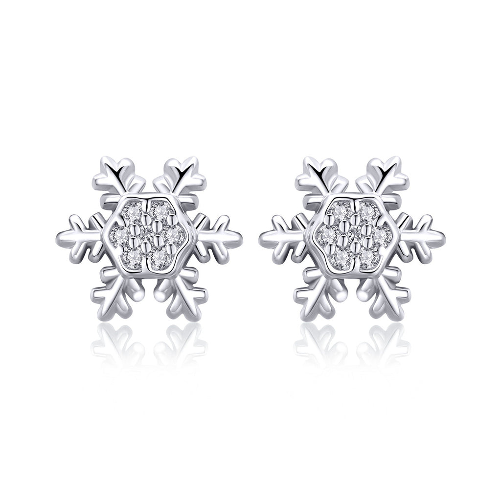 S925 Sterling Silver Earrings with CZ in Pavé Setting - 0.8*0.8cm for Women