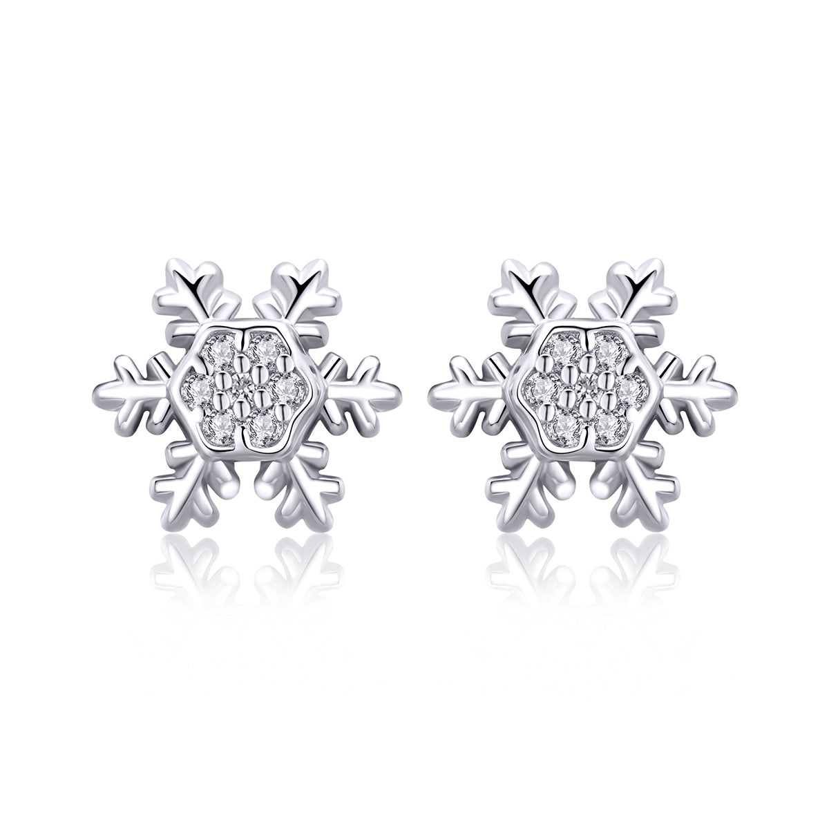 S925 Sterling Silver Earrings with CZ in Pavé Setting - 0.8*0.8cm for Women