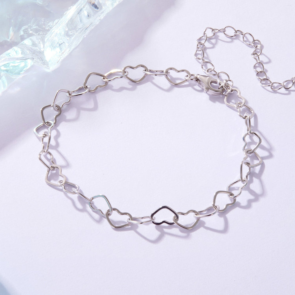 925 Sterling Silver Plated White Gold Adjustable Bracelet for Women