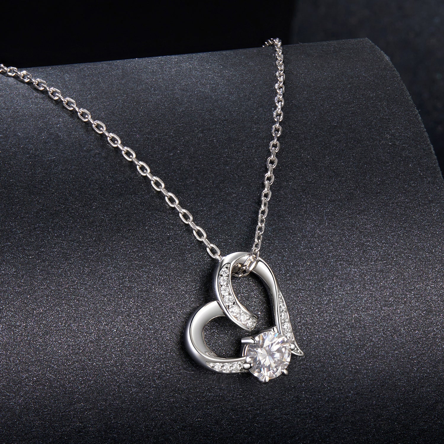 925 Sterling Silver Moissanite Necklace with Pendant and White Gold Plating for Women