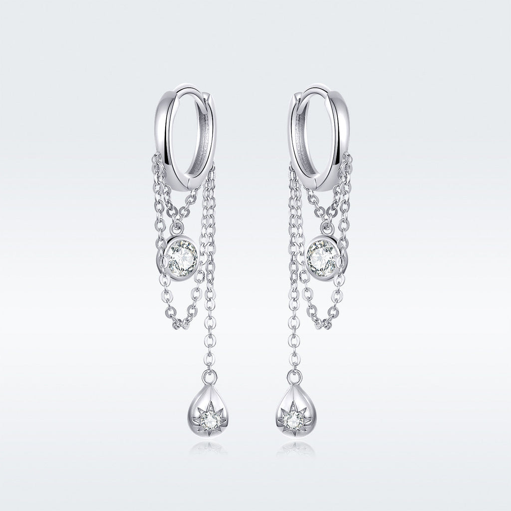 925 Platinum Plated Pavé Setting CZ Earrings