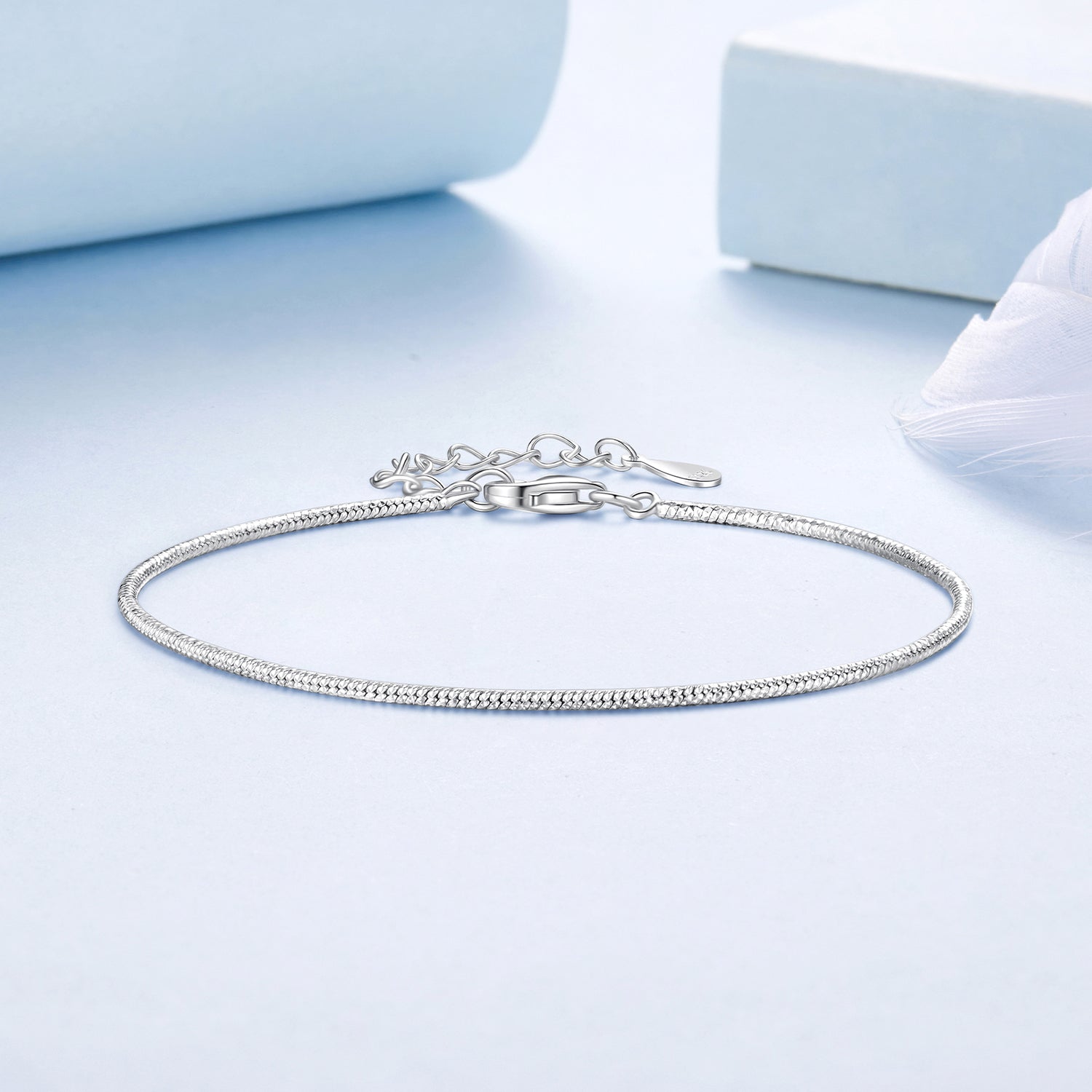 925 Sterling Silver Plated White Gold Adjustable Bracelet for Women
