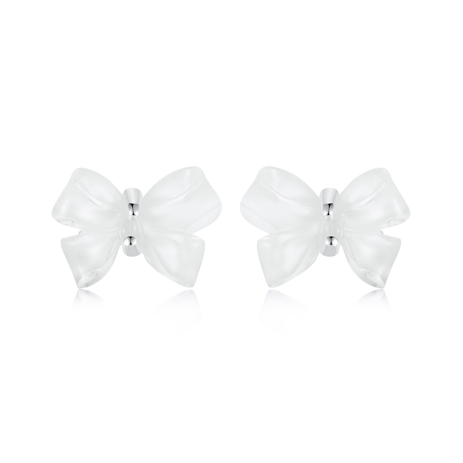 925 Sterling Silver Earrings for Women, 0.8*1.1cm, Plated White Gold