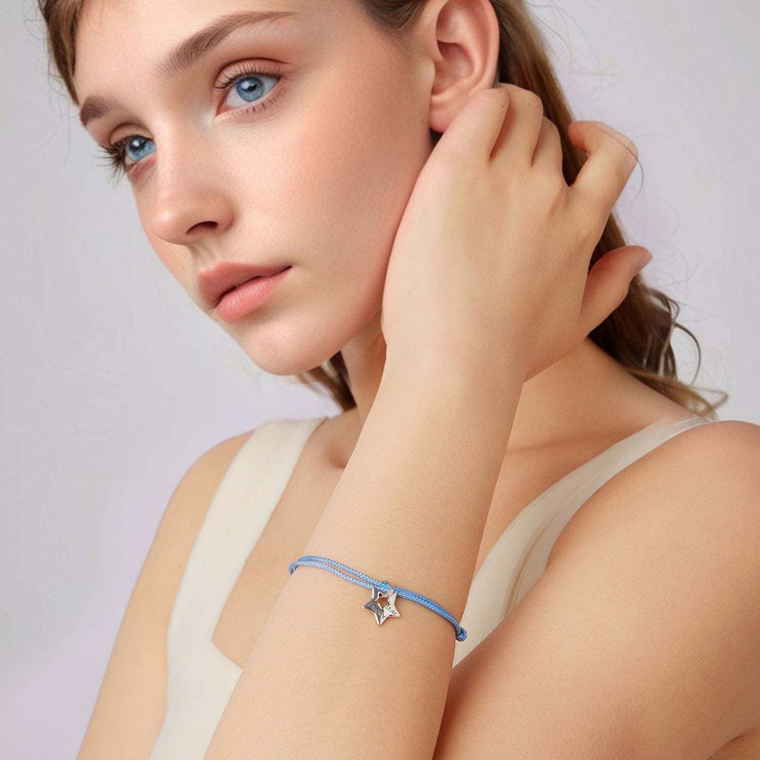 925 Sterling Silver Adjustable Cotton Rope Bracelet for Women