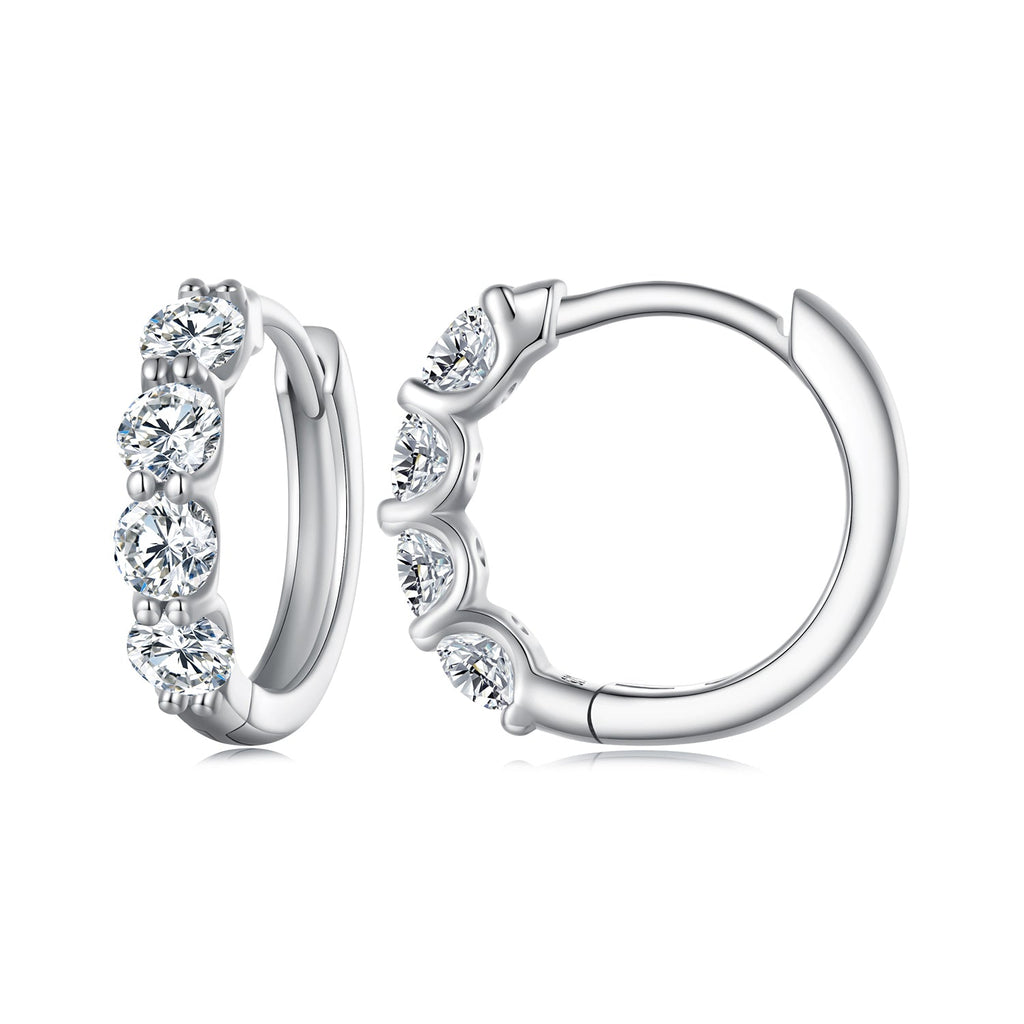 925 Sterling Silver Moissanite 0.1 Carat Platinum Plated Earrings for Women