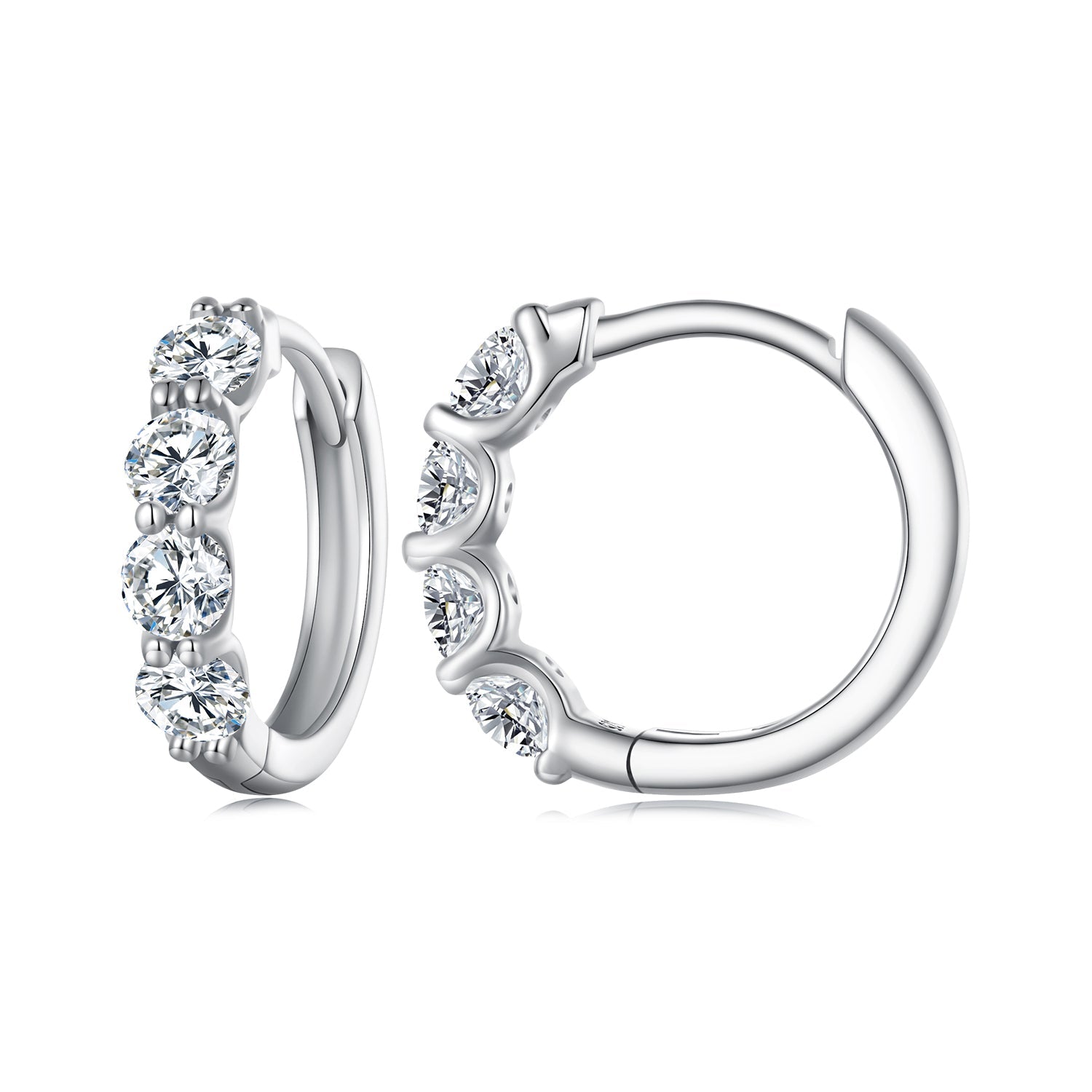 925 Sterling Silver Moissanite 0.1 Carat Platinum Plated Earrings for Women