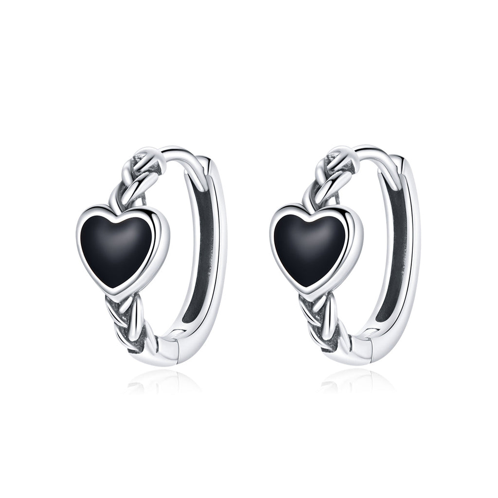 925 Sterling Silver Oxidized Enamel Earrings for Women - 1.2*0.5 cm