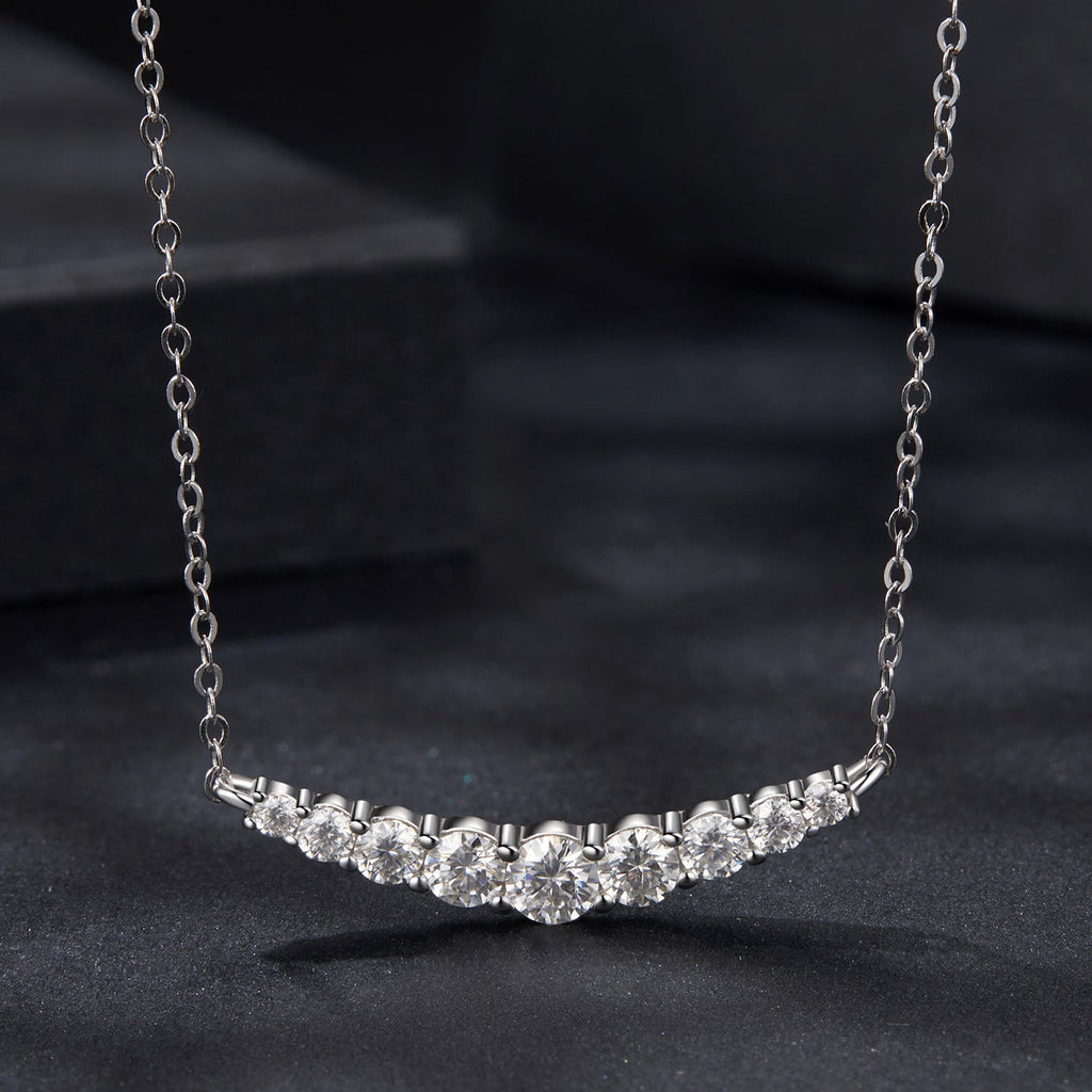 925 Sterling Silver 38+5cm White Gold Plated Moissanite Necklace for Women