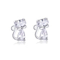 925 Sterling Silver Plated Platinum Earrings with Pavé Setting CZ for Women