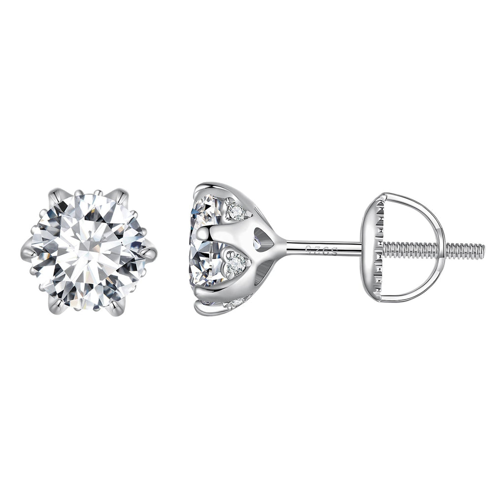 925 Sterling Silver 6.5mm Moissanite Earrings for Women