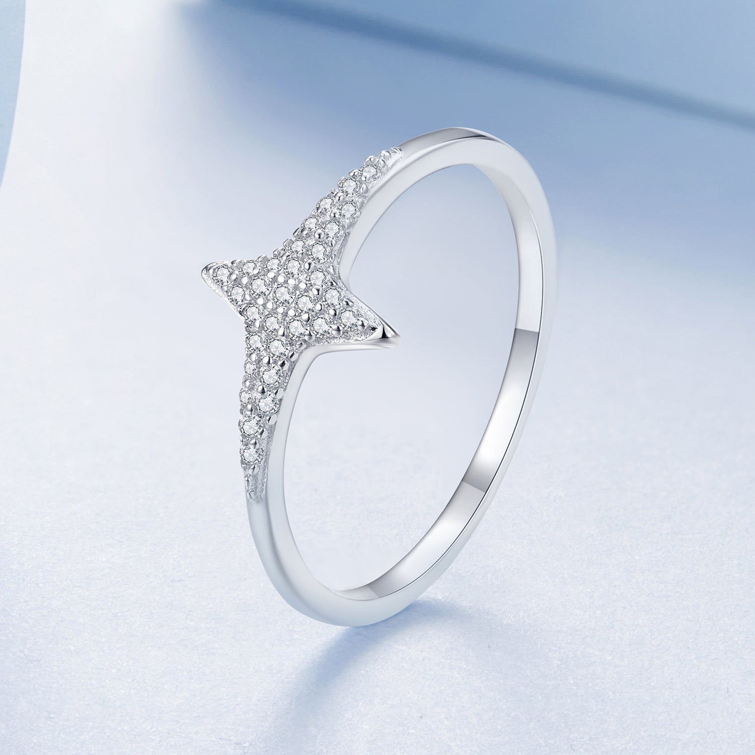 925 Sterling Silver White Gold Plated Ring with Pavé Setting CZ, Size 6.0 for Women