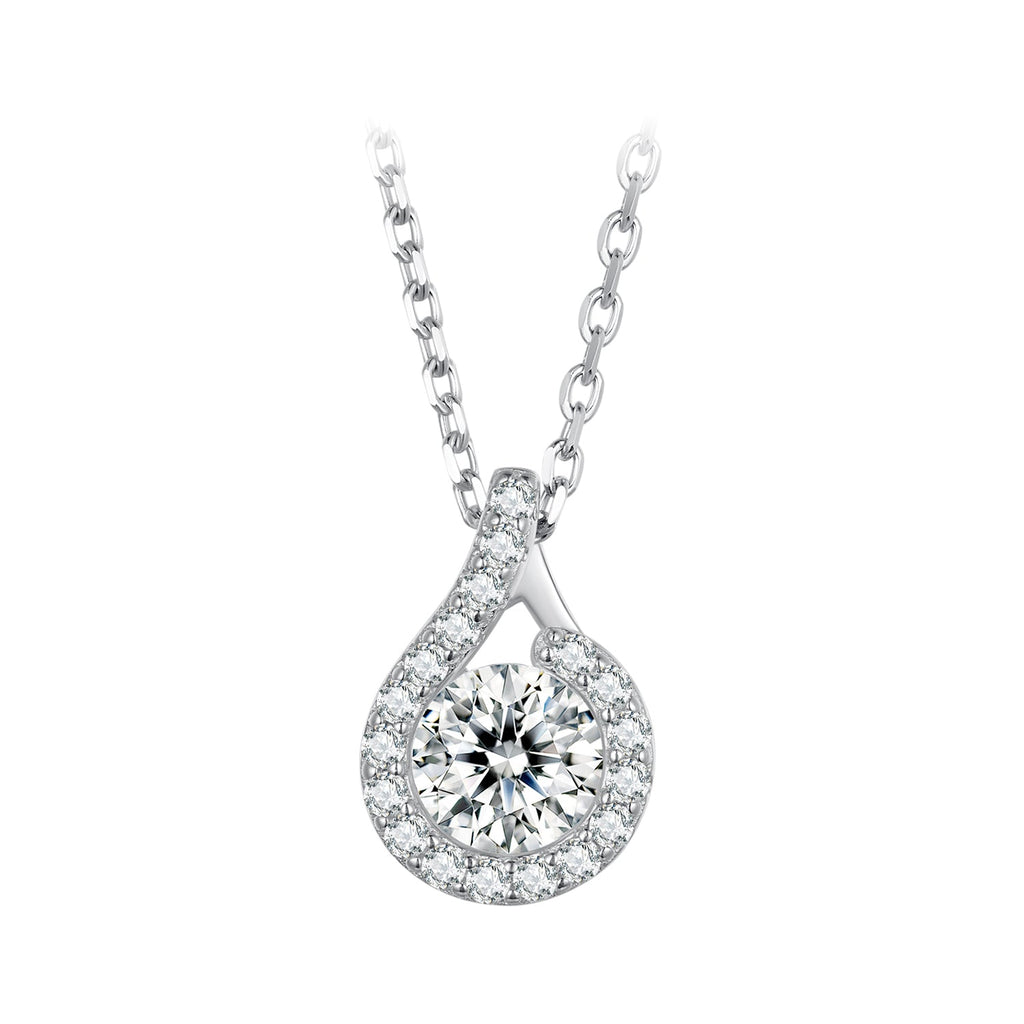 925 Sterling Silver Moissanite Necklace with CZ, 400mm Length, 15x10mm Pendant for Women