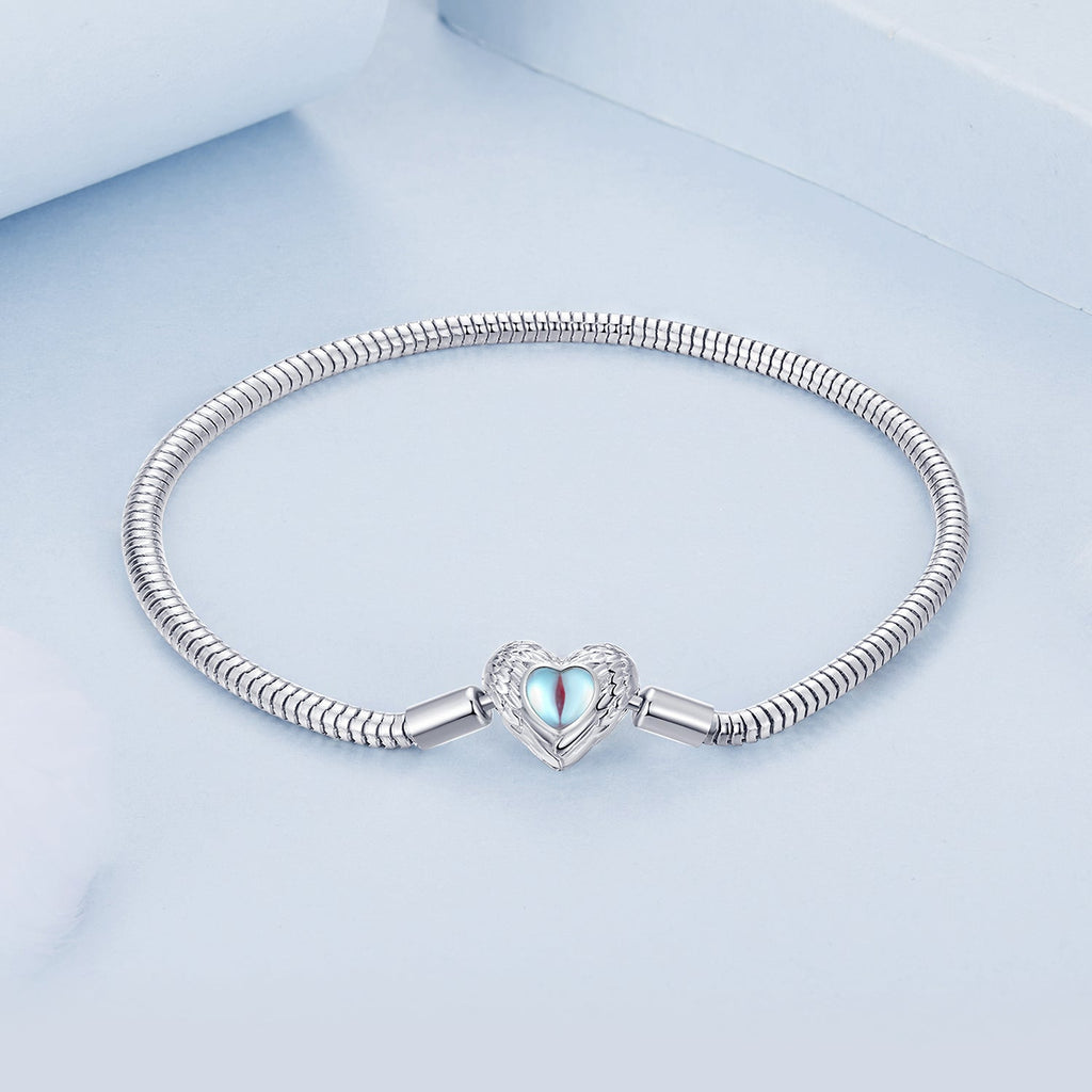 925 Sterling Silver Moonstone Bracelet 17.0 cm with White Gold Plating for Women