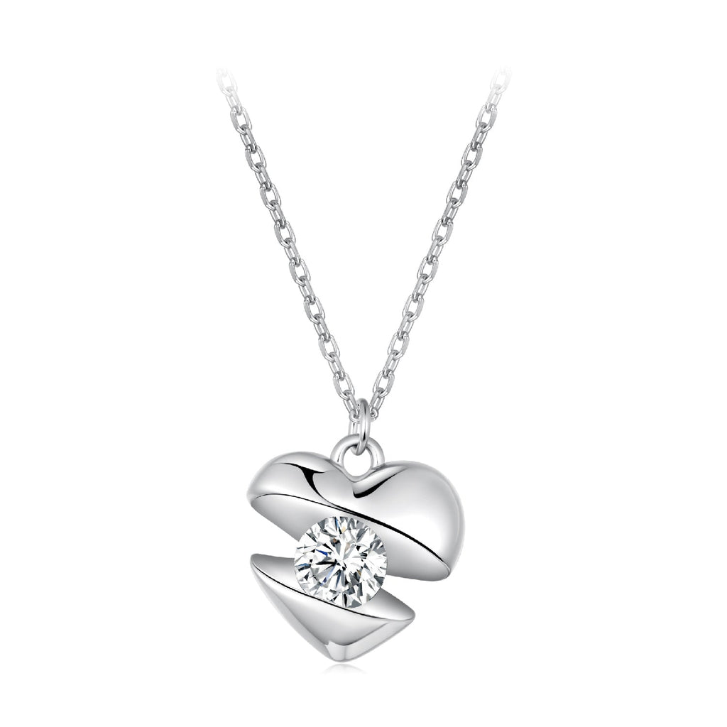925 Sterling Silver White Gold Plated 40cm+5cm Length CZ Necklace for Women
