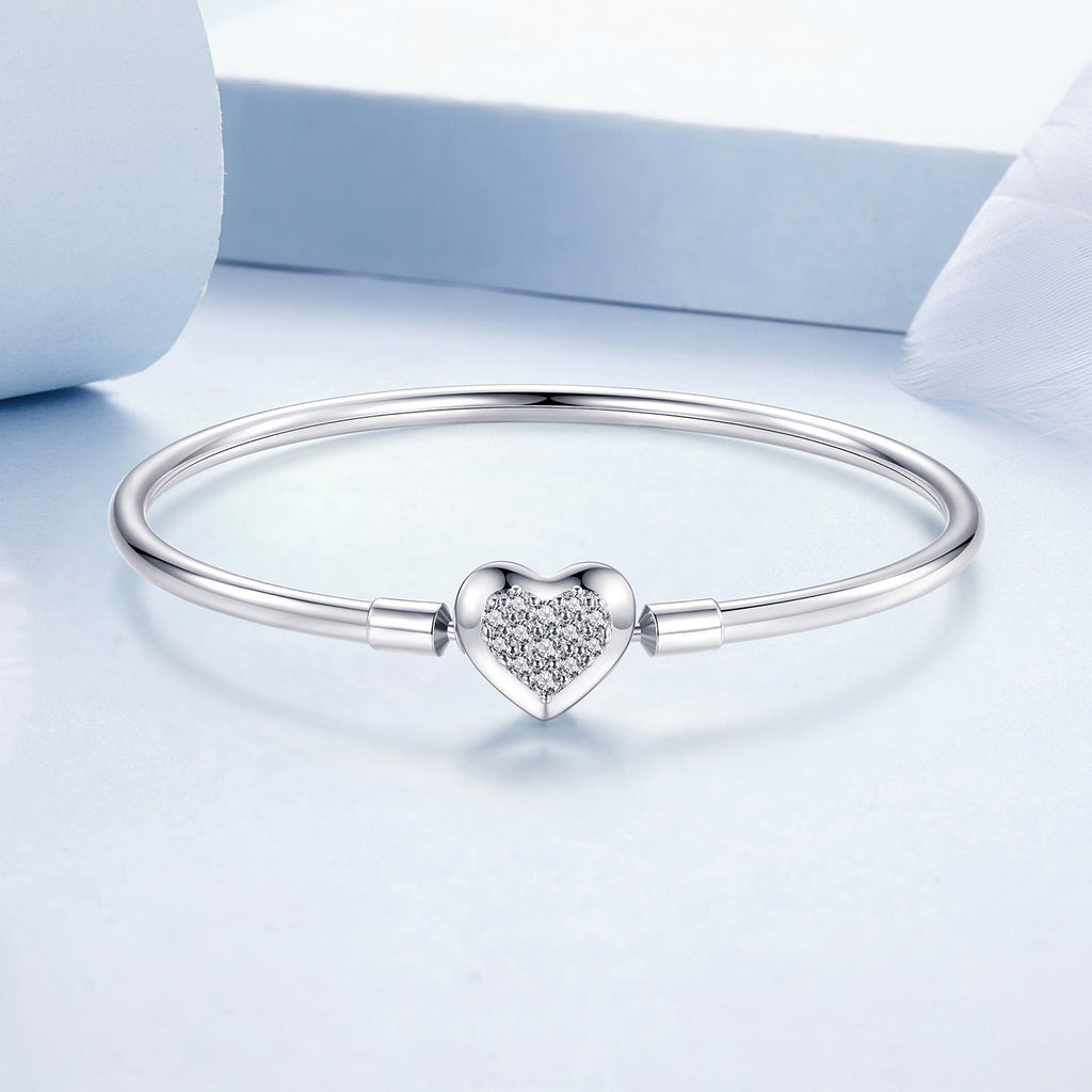 925 Sterling Silver White Gold Plated CZ Bracelet for Women - Size 17.0