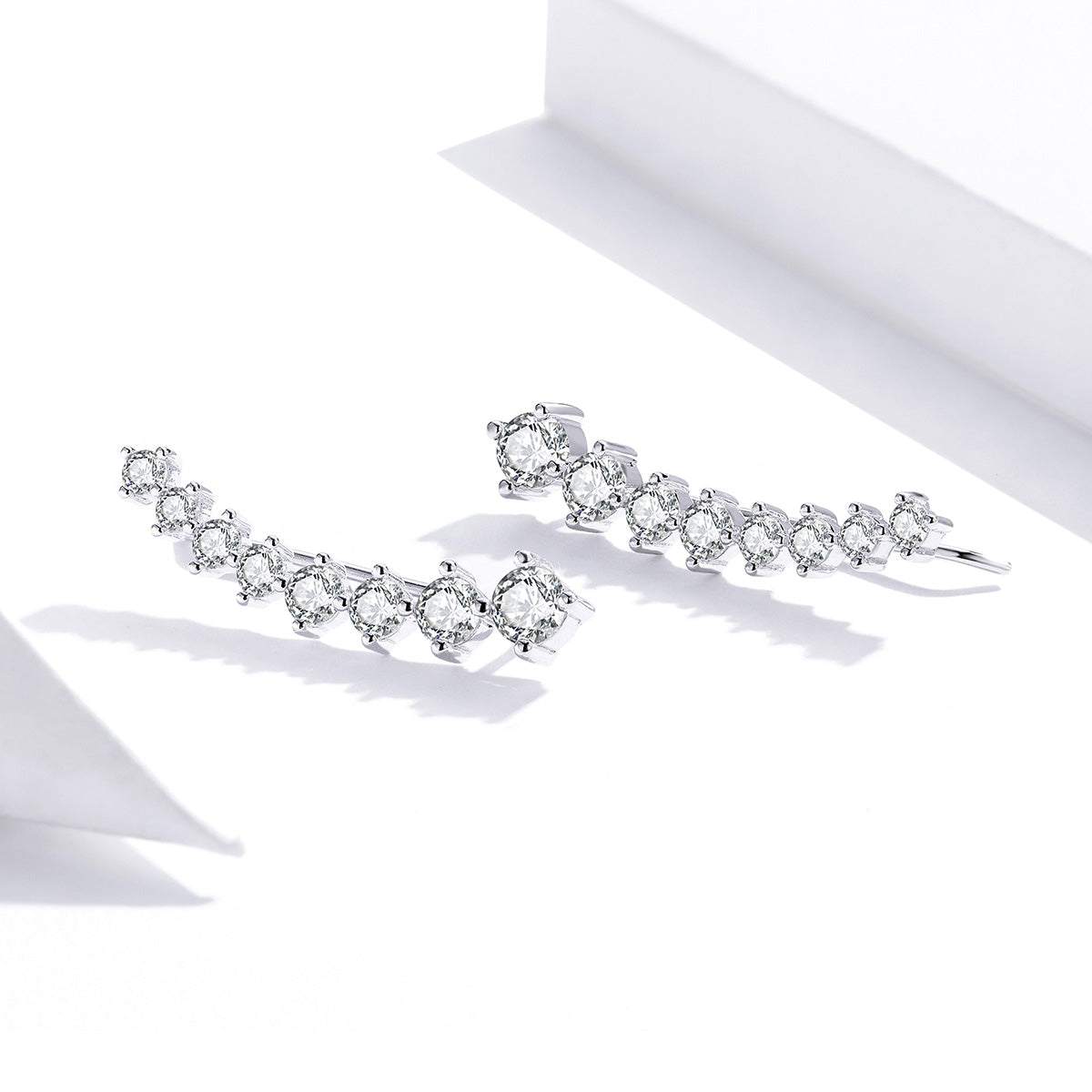 925 Sterling Silver Earrings with Pavé Setting CZ - 2.9*0.7cm