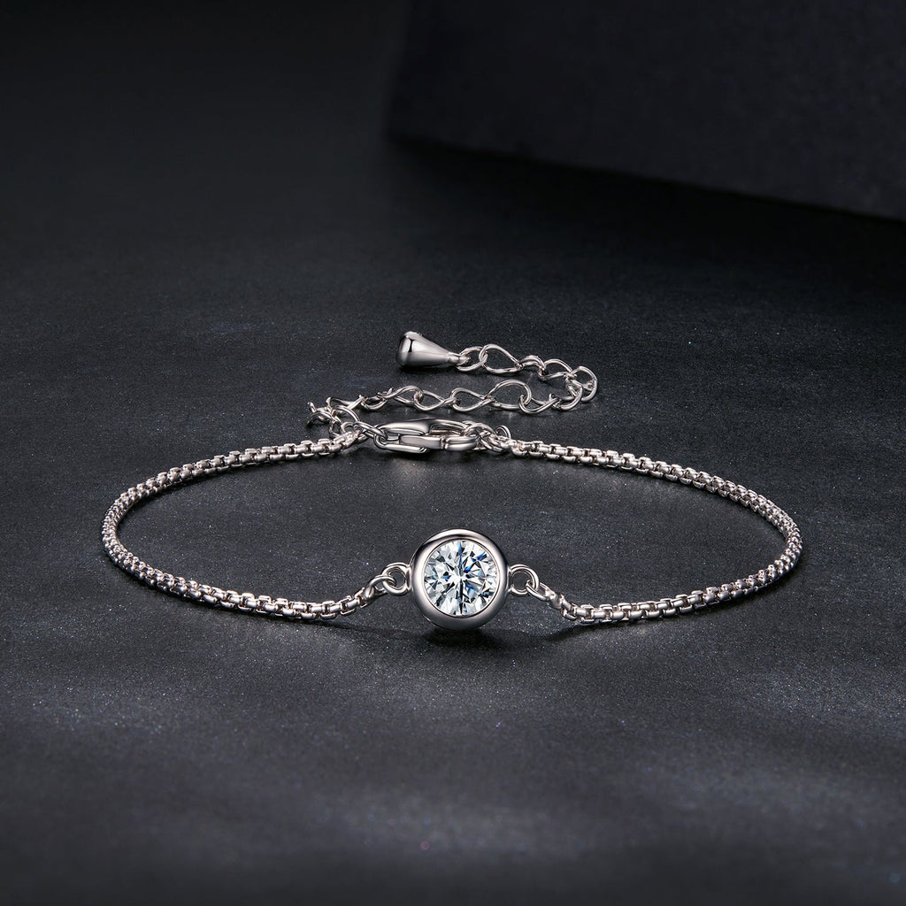 925 Sterling Silver 0.50 Carat Moissanite Bracelet for Women
