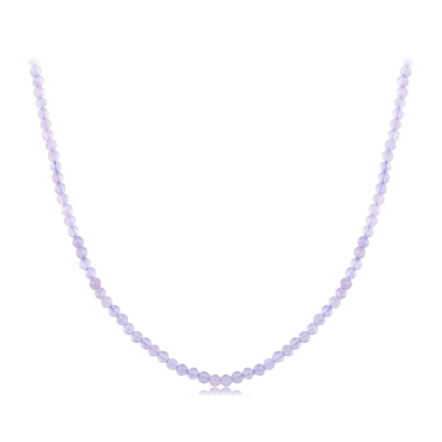 925 Sterling Silver 38+6cm Amethyst Necklace with White Gold Plating for Women