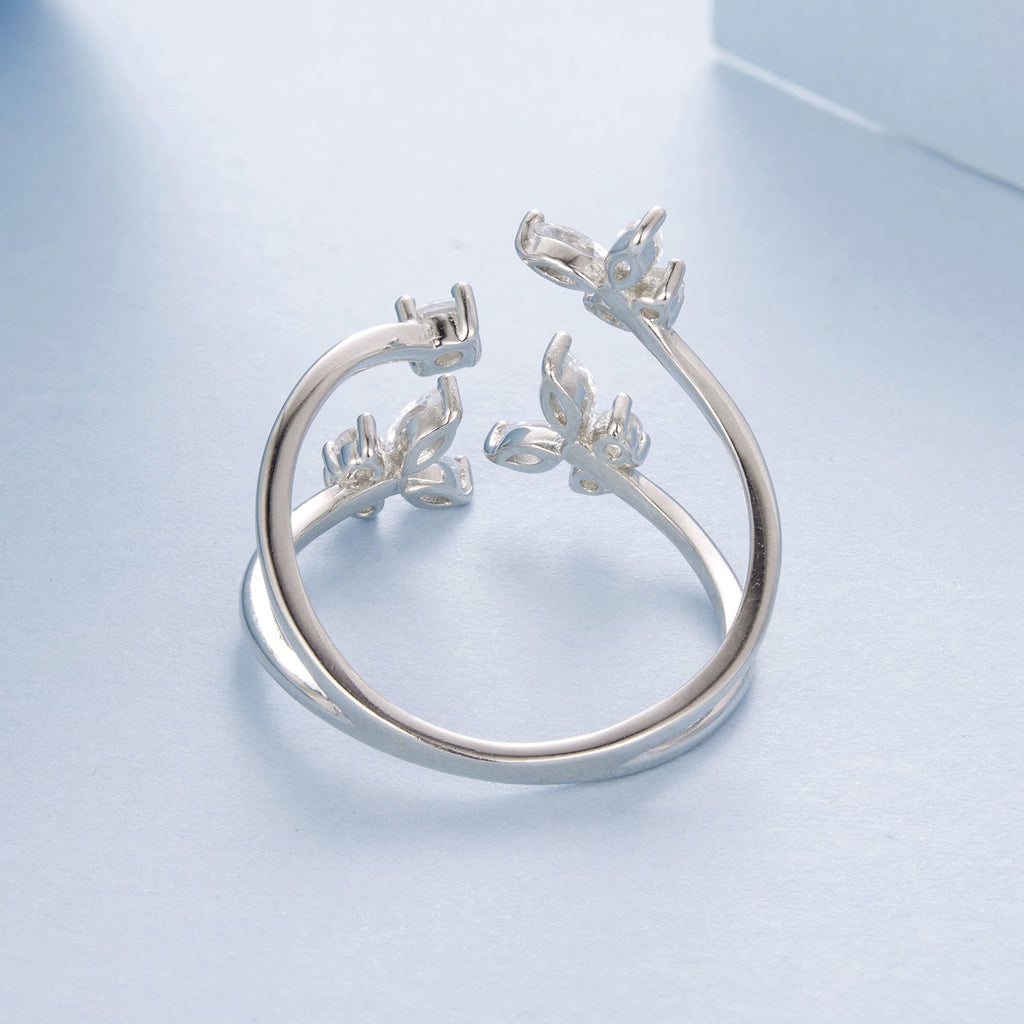 925 Sterling Silver Pavé Setting CZ White Gold Plated Ring 0.18cm for Women
