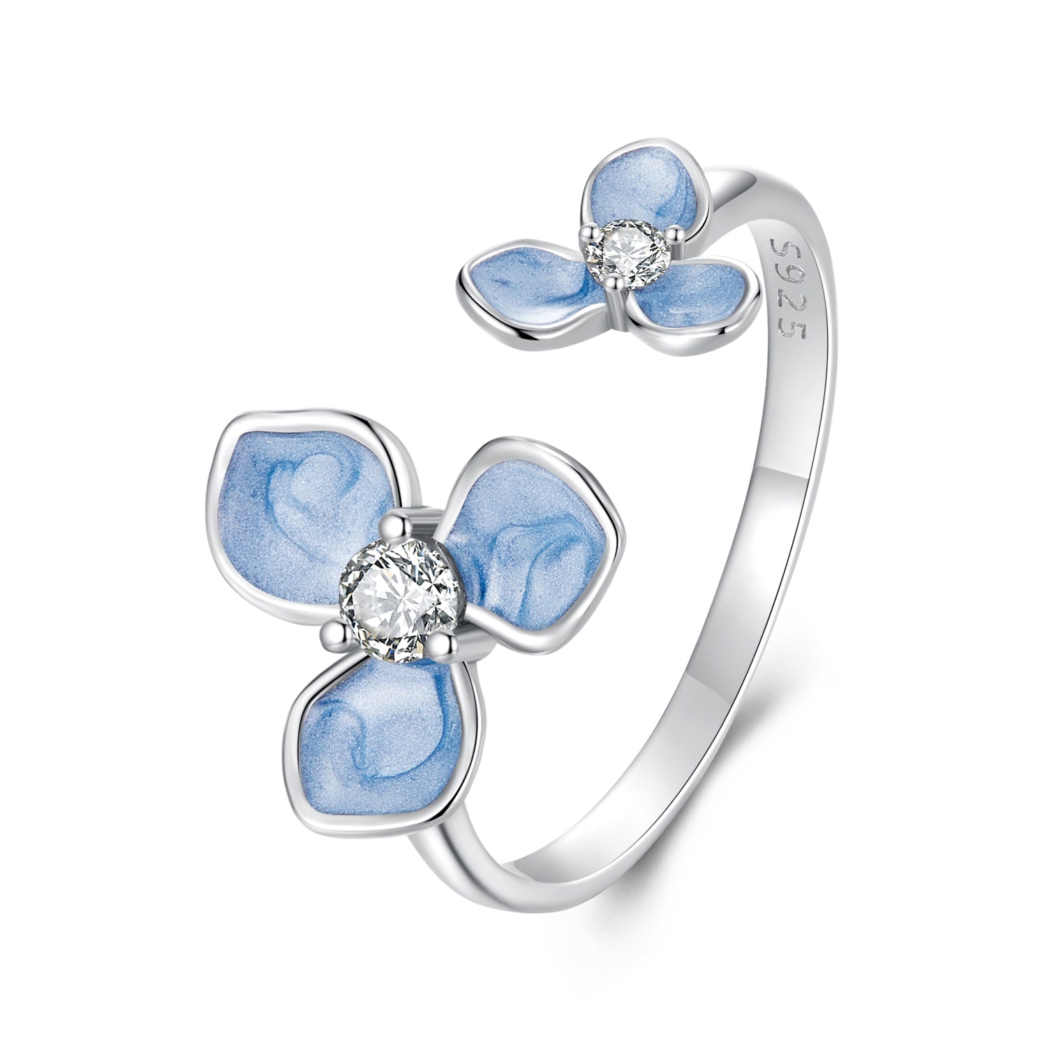 925 Sterling Silver Ring with Enamel Process and Pavé CZ - Stylish & Elegant Design for Women