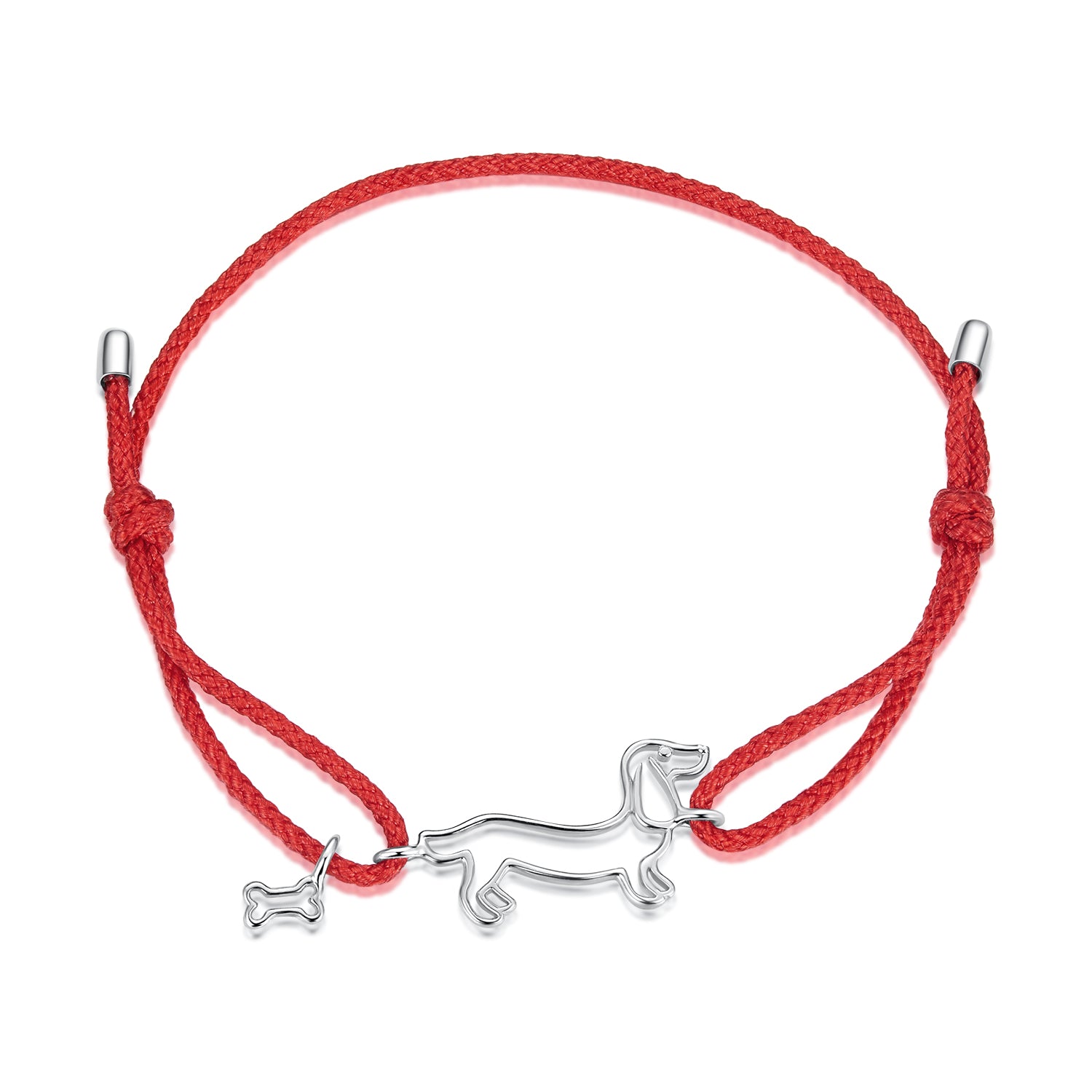925 Sterling Silver White Gold Plated Adjustable Bracelet with Cotton Cord for Women