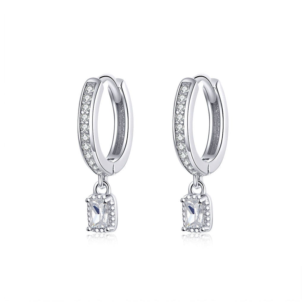 925 Sterling Silver 1.7cm Pavé Setting CZ Earrings