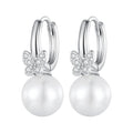 925 Sterling Silver Earrings with Plated Platinum and Shell Pearl for Women