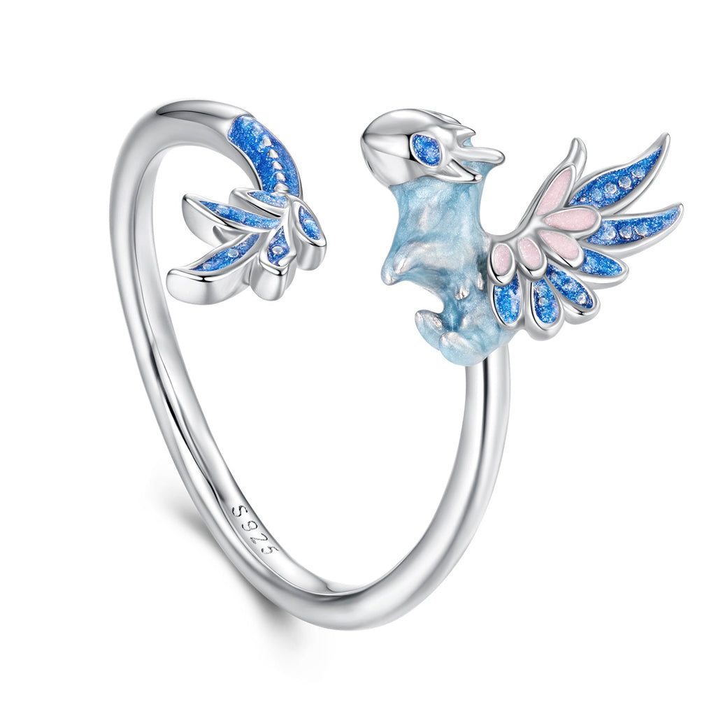 925 Sterling Silver Enamel Process Pavé CZ White Gold Ring for Women