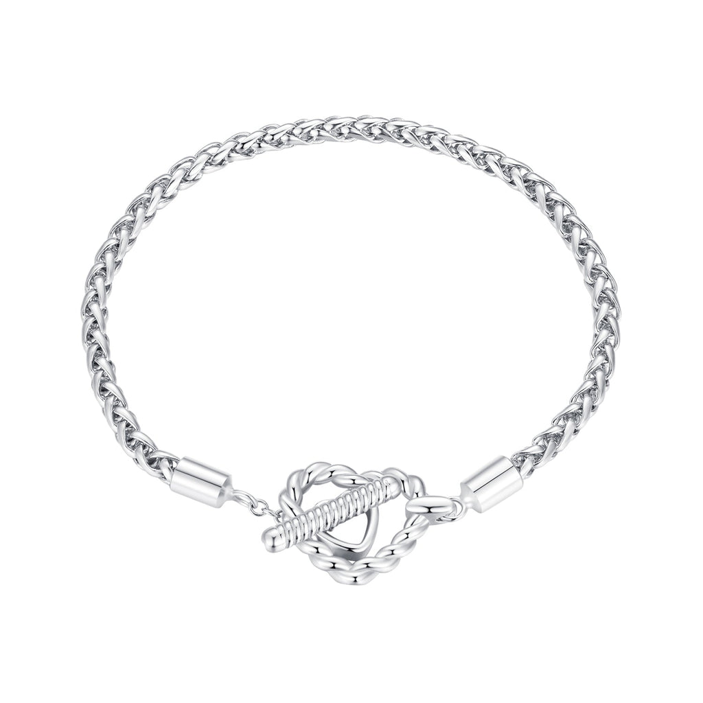 925 Sterling Silver 3.0mm Plated Platinum Bracelet Size 17.0 for Women
