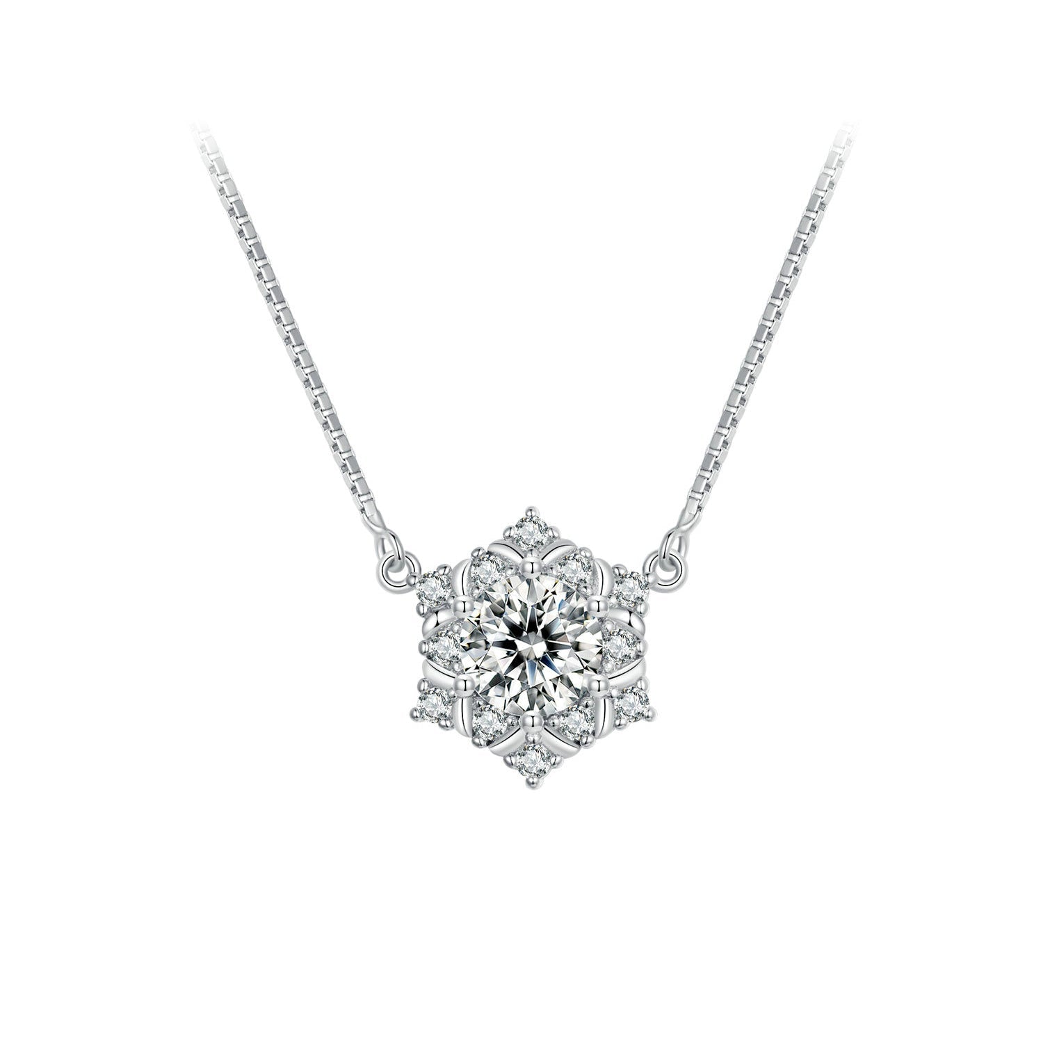 925 Sterling Silver Necklace with Pavé Setting CZ - Length 400+50mm - Women
