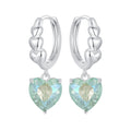 925 Sterling Silver Earrings with Transparent Glass, Plated White Gold, Size 23x8.5mm for Women
