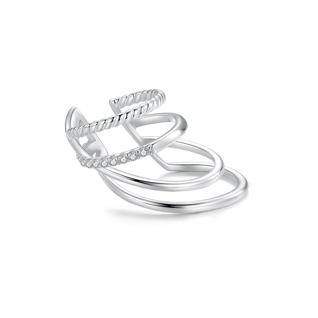 925 Sterling Silver Earrings with CZ and White Gold Plating