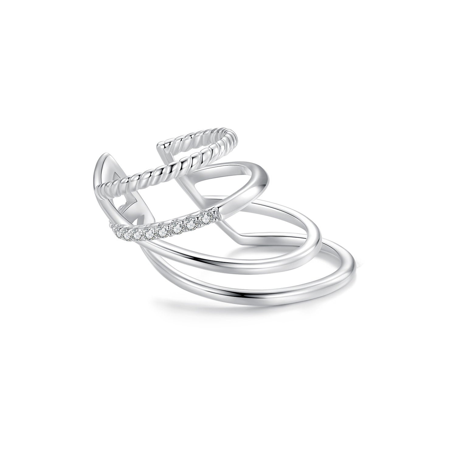 925 Sterling Silver Earrings with CZ and White Gold Plating